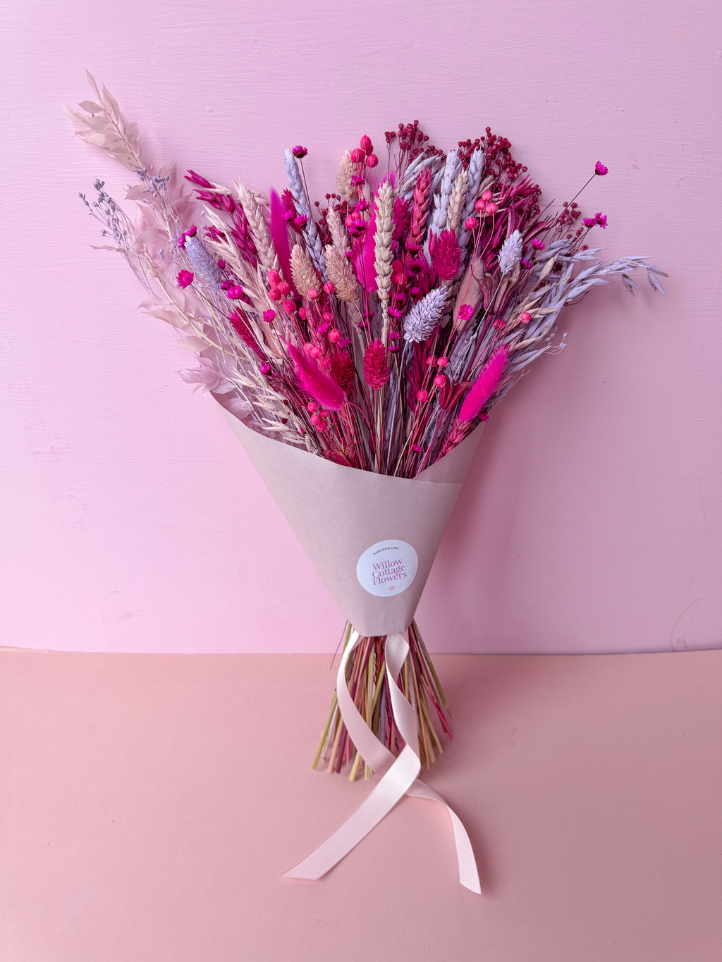 Lilac, Pink & Cerise Dried Flower Arrangement image 7