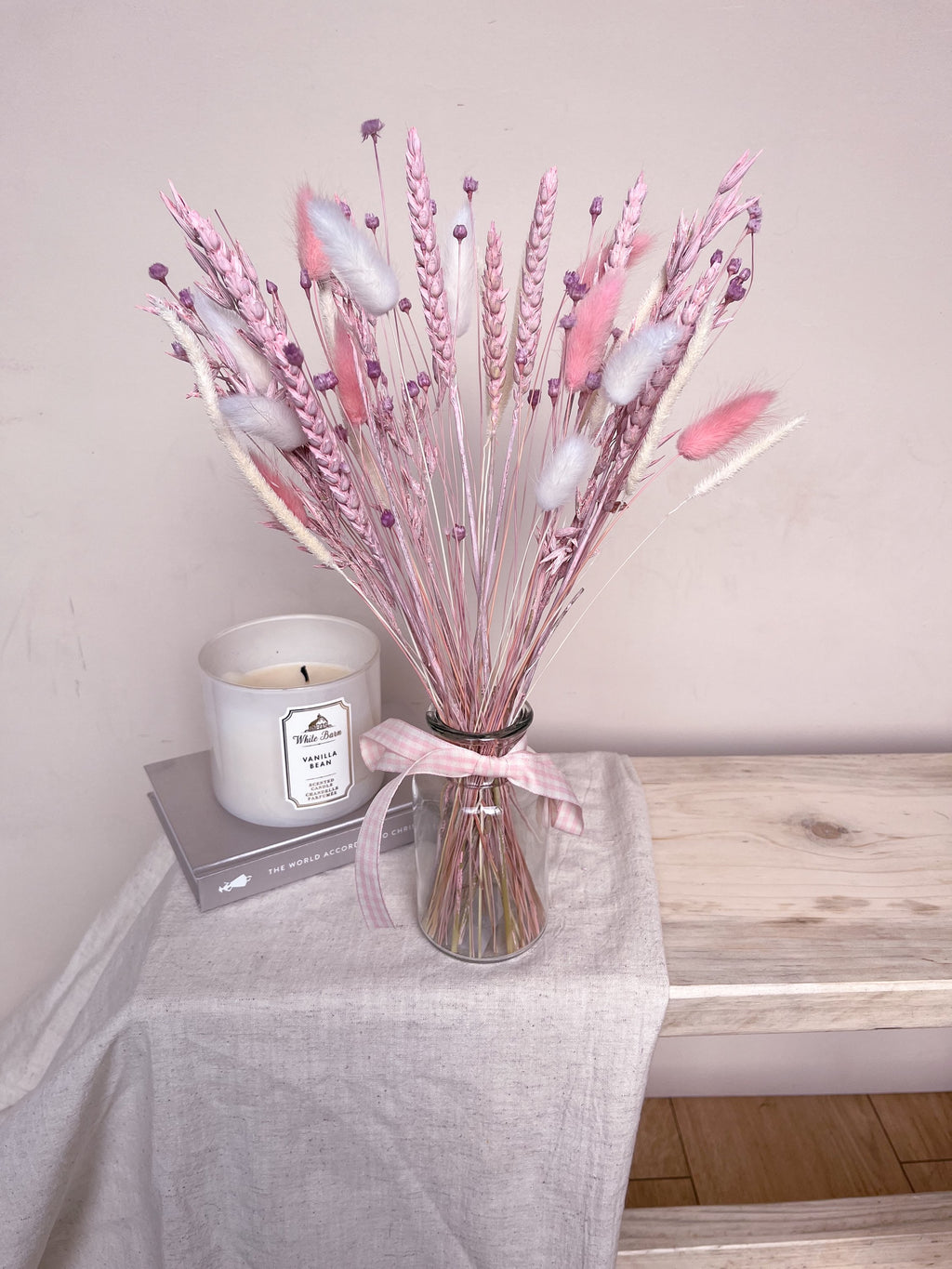 Pink Dried Flowers with Vase image 3