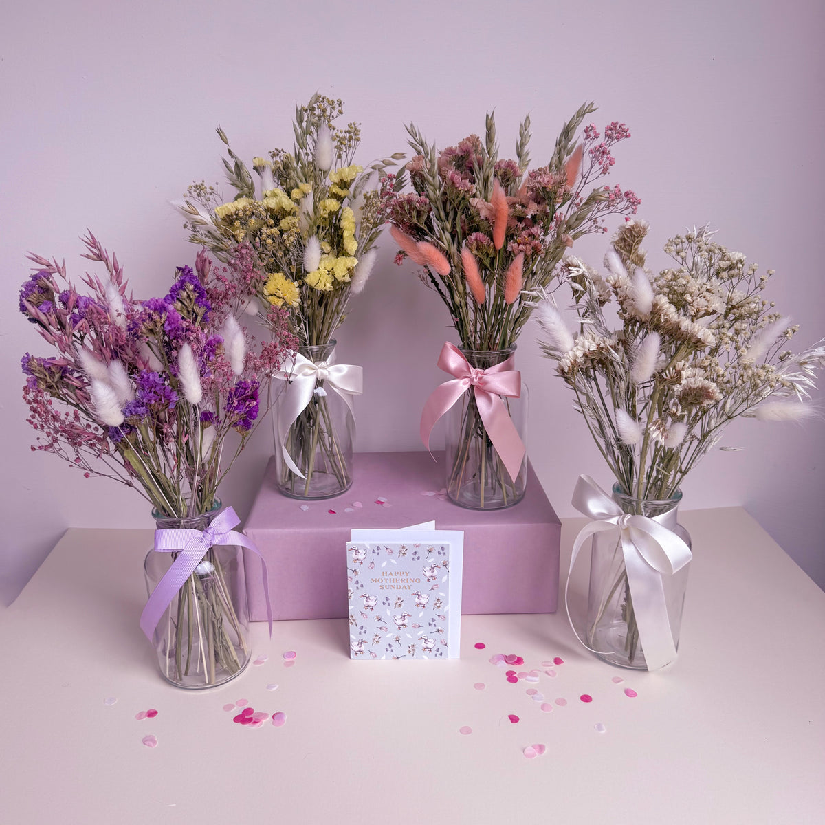 dried wildflower bunch with mothers day card