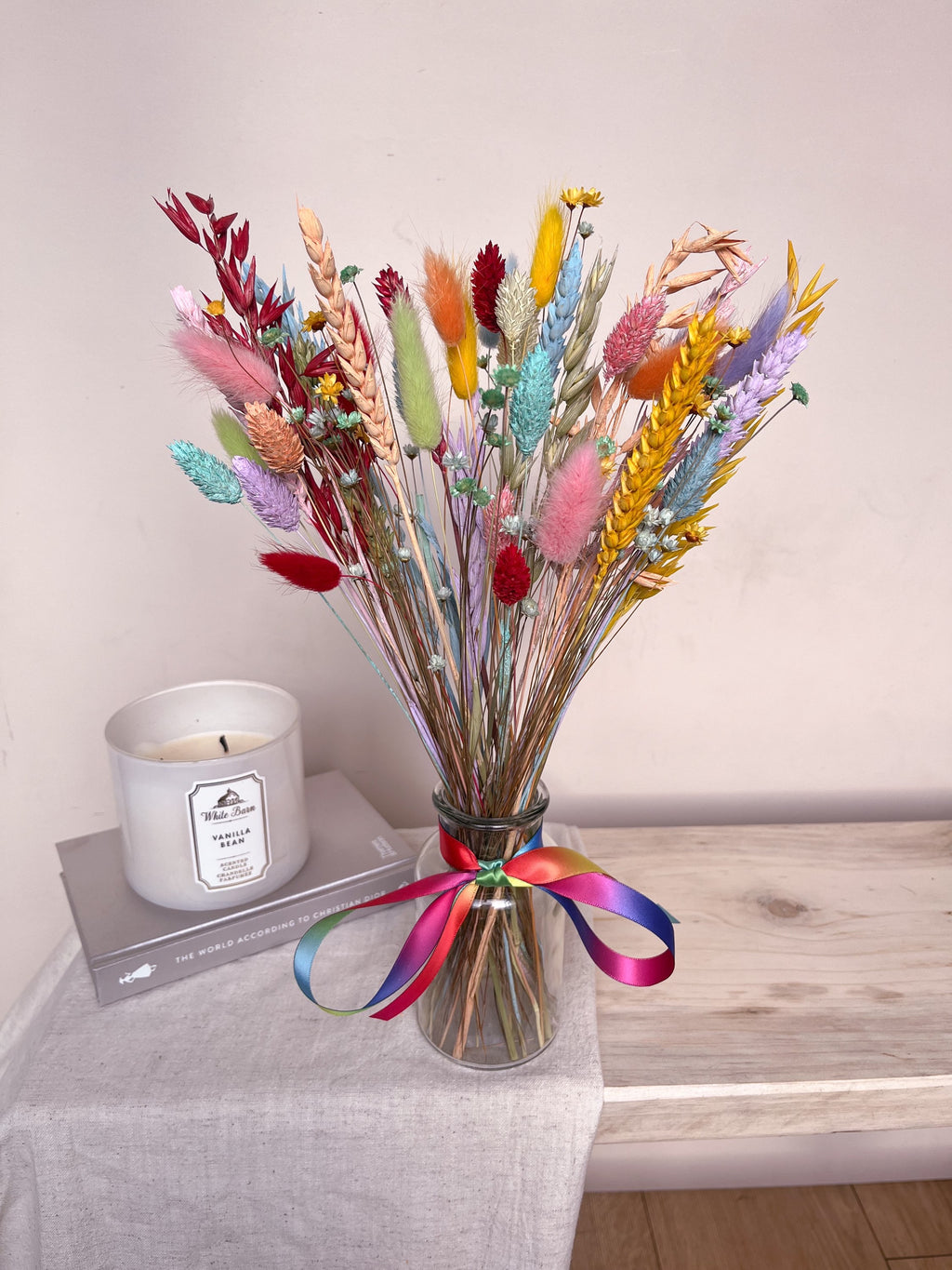Rainbow Dried Flowers with Vase image 3