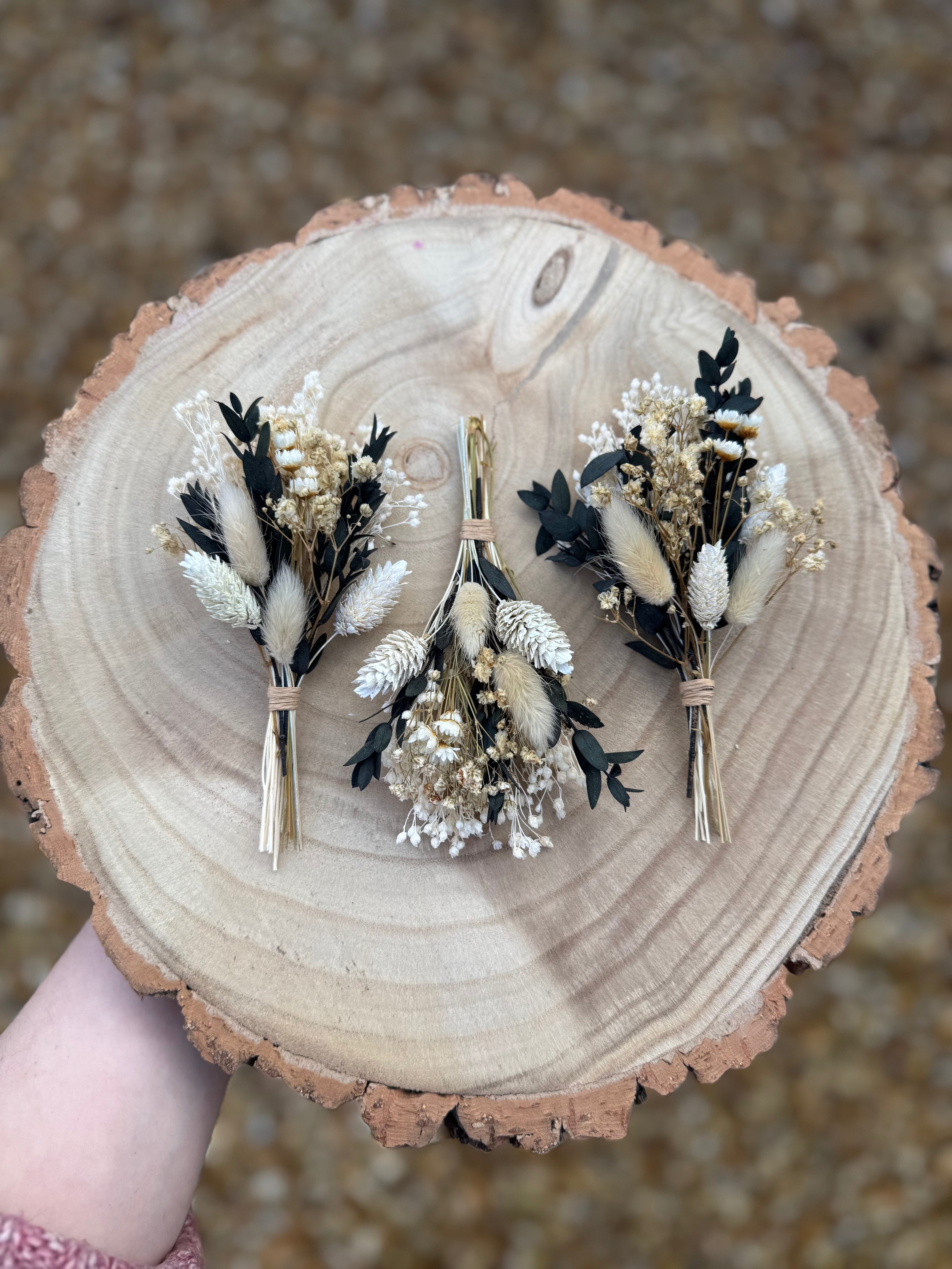 preserved eucalyptus and gypsophila buttonhole