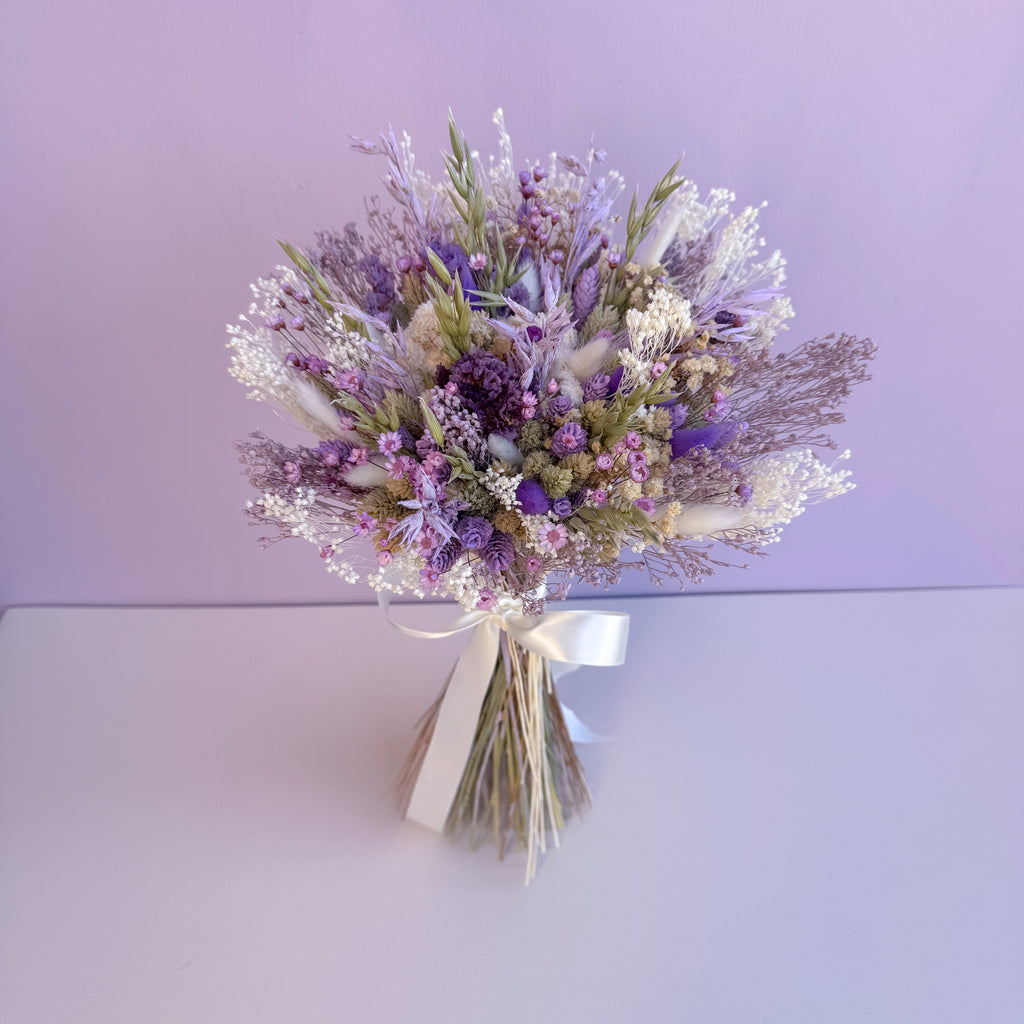 Lilac and Green Dried Flower Bouquet image 3