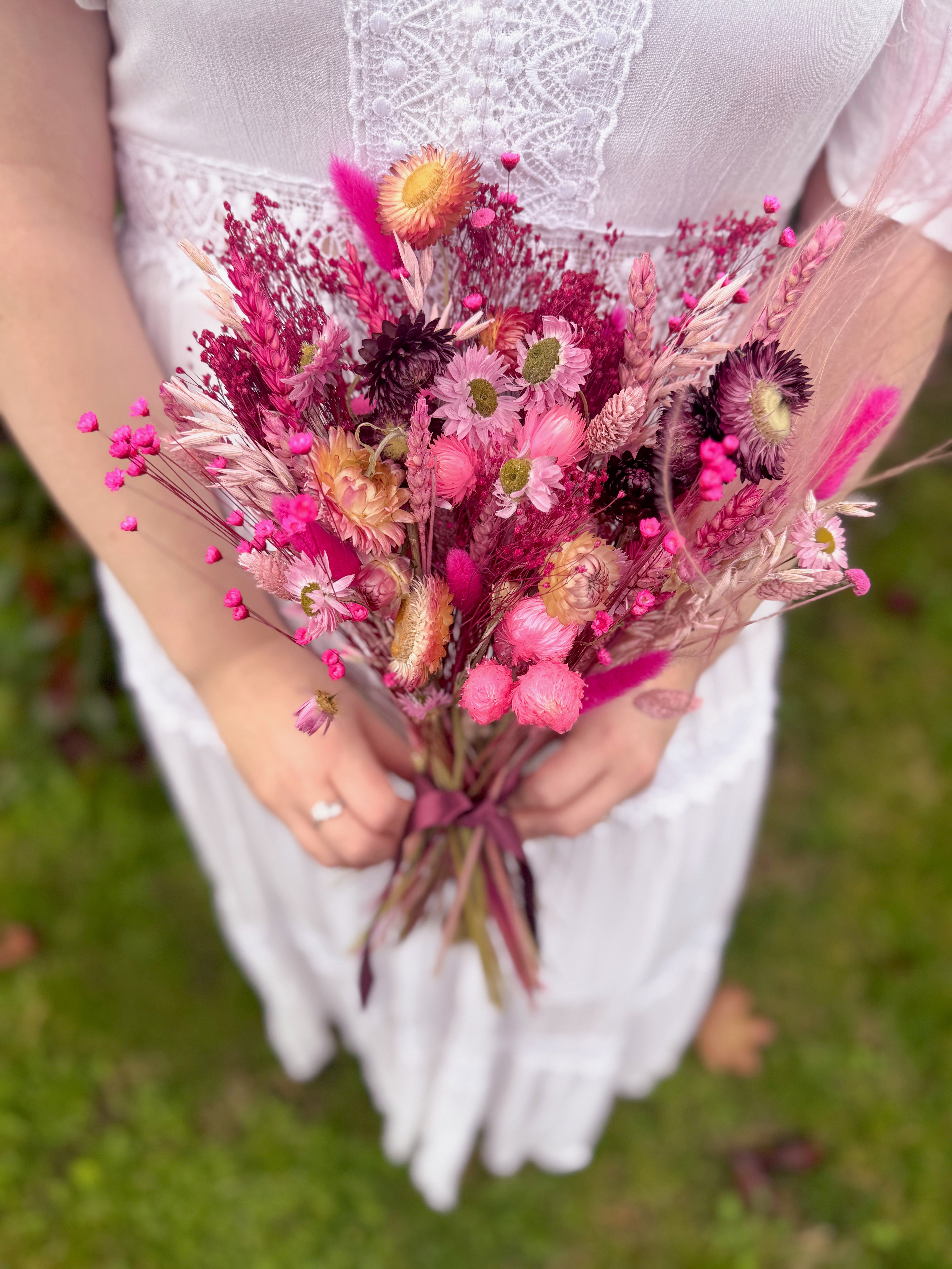 Cerise Wedding Dried Flower Bouquet image 0
