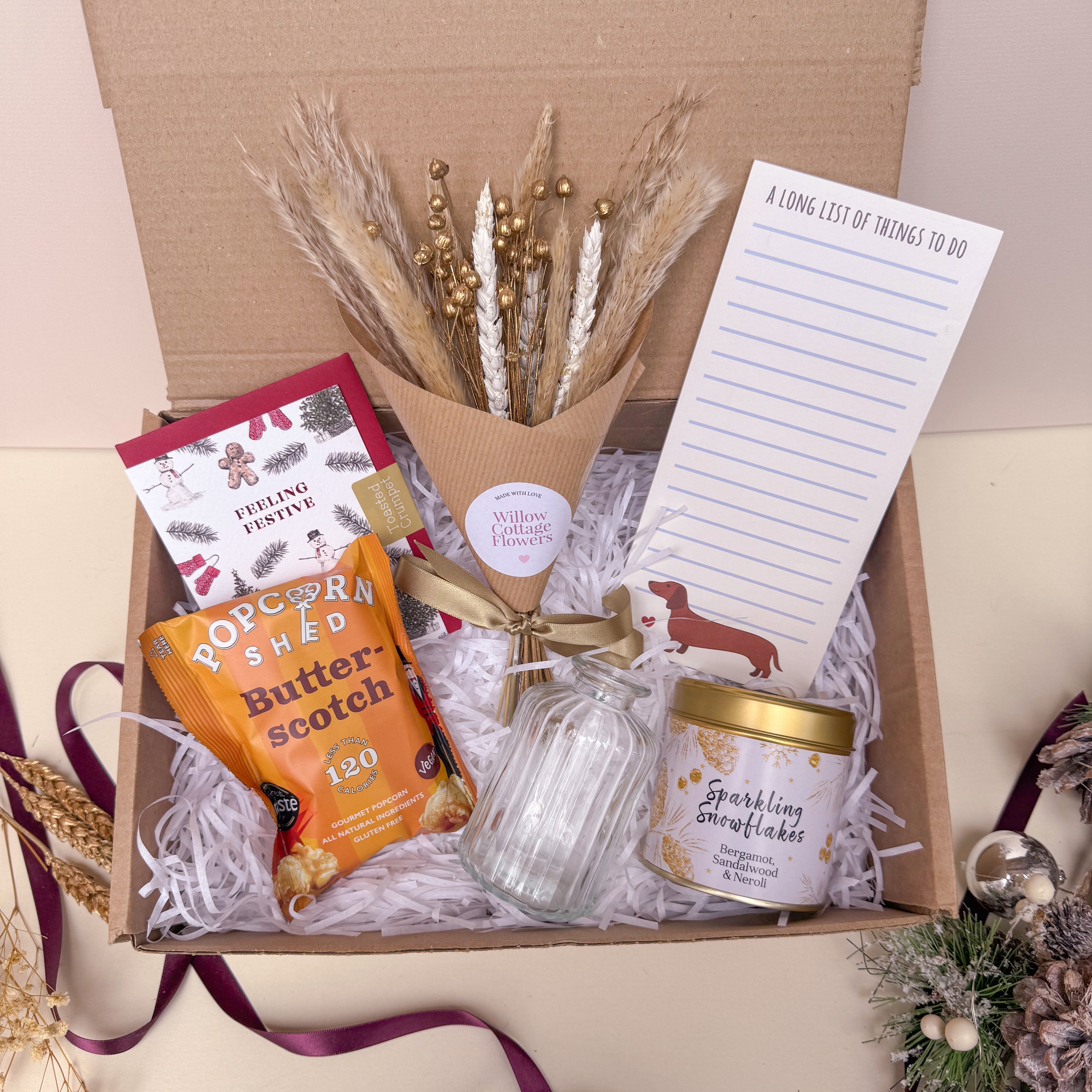 gold dried flower gift set for her