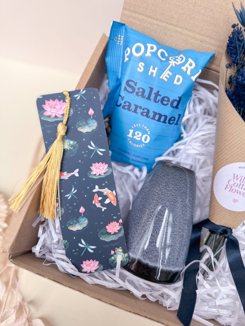 pond print bookmark with gold tassel