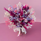 colourful pink and purple dried flower bouquet