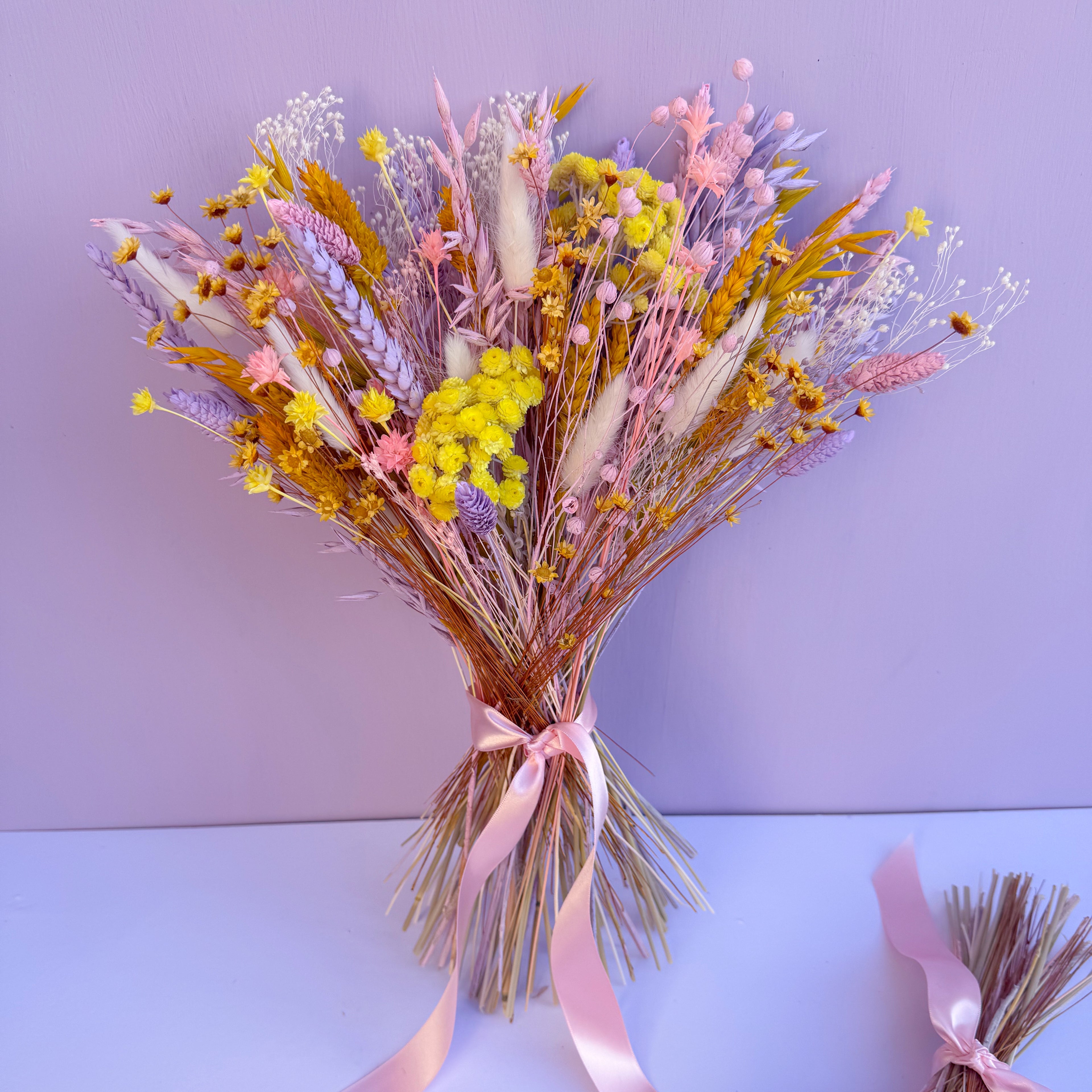 colourful pastel dried flower arrangement