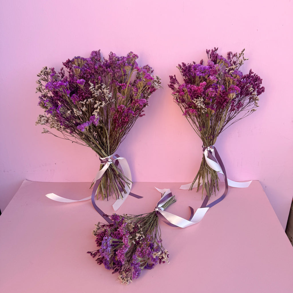 mixed purple dry statice bunches
