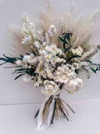 pampas grass bouquet with dried daisies and eucalyptus