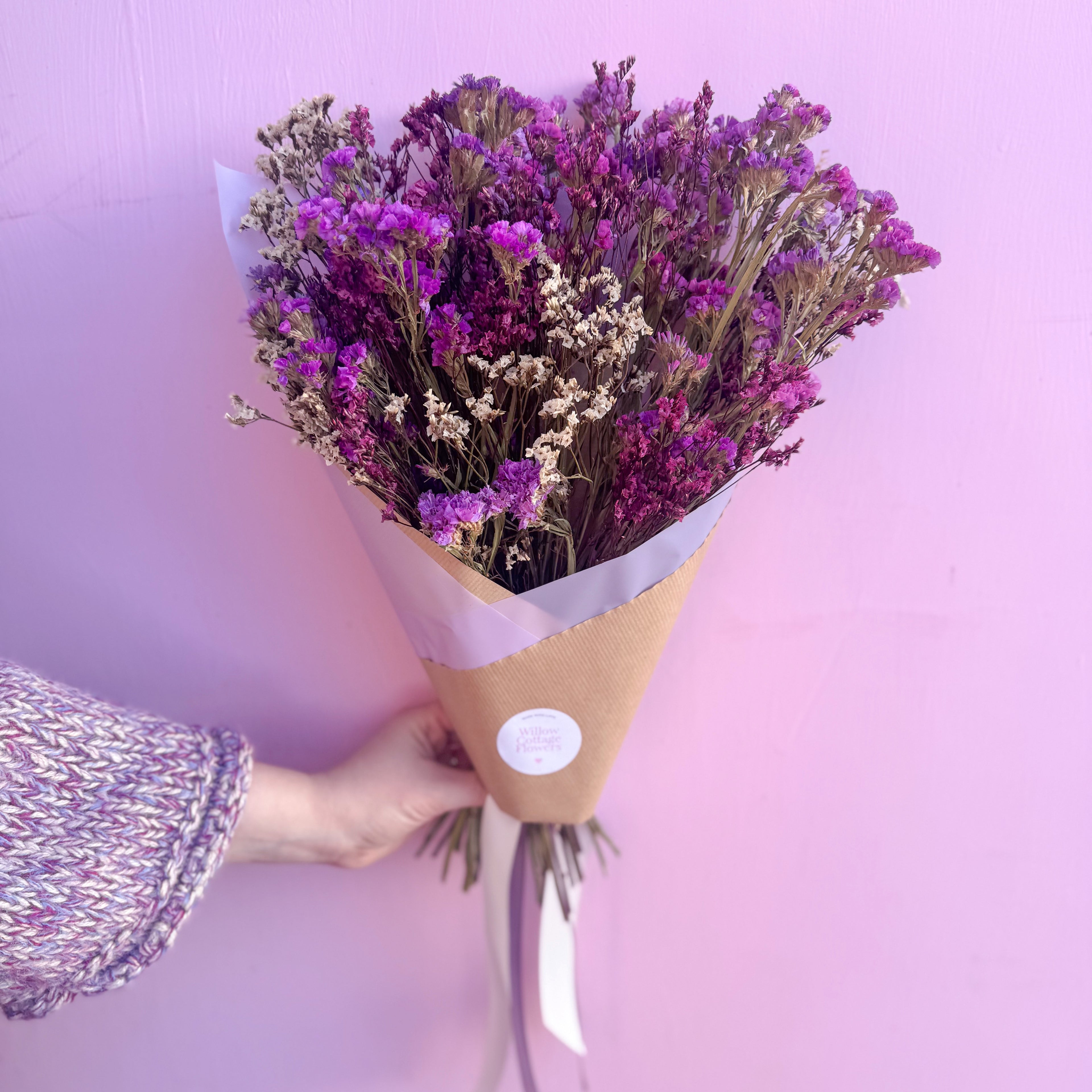 large dried purple statice bouquet