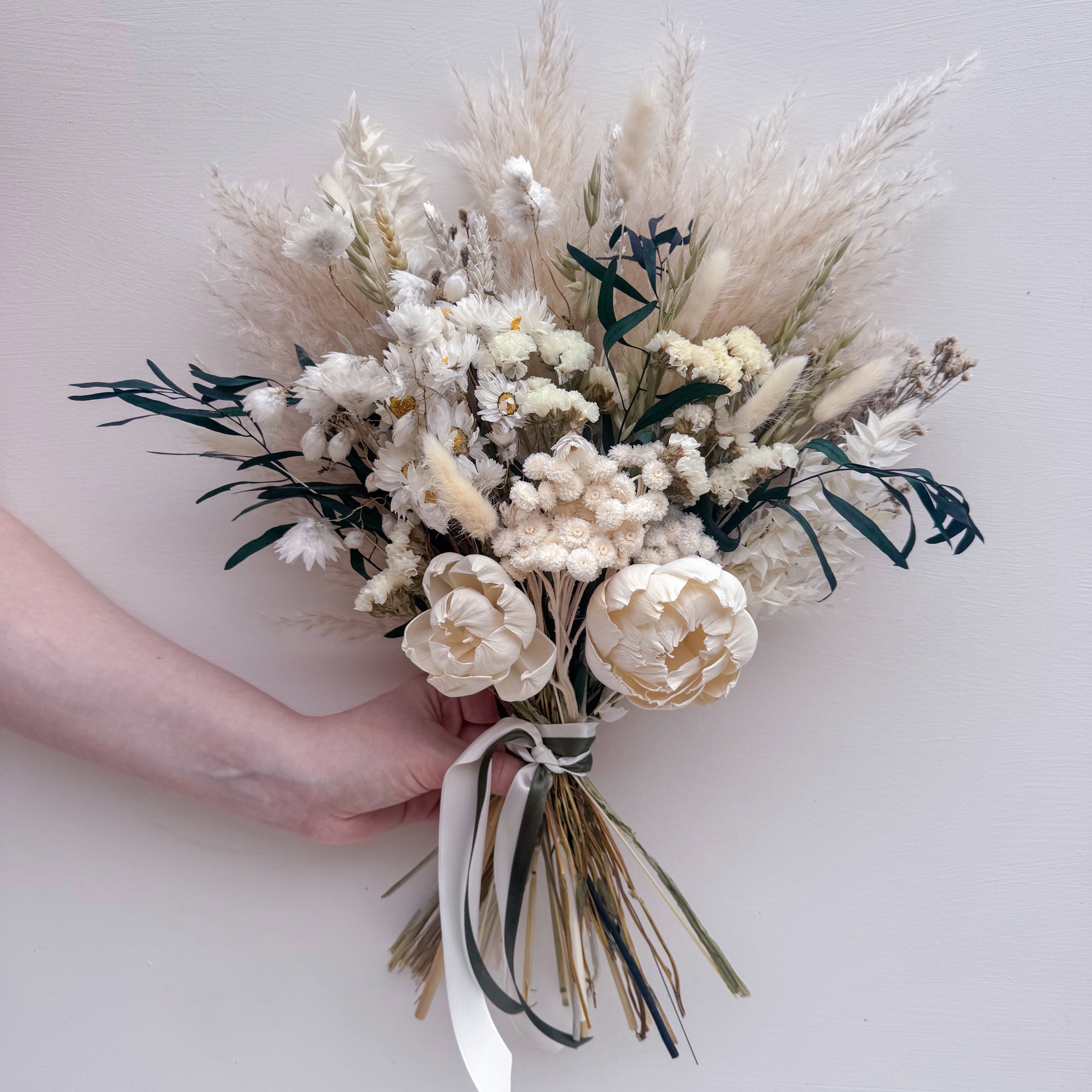 rustic pampas wedding bouquet
