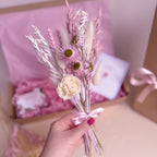 mini bunch of pink and white dried florals