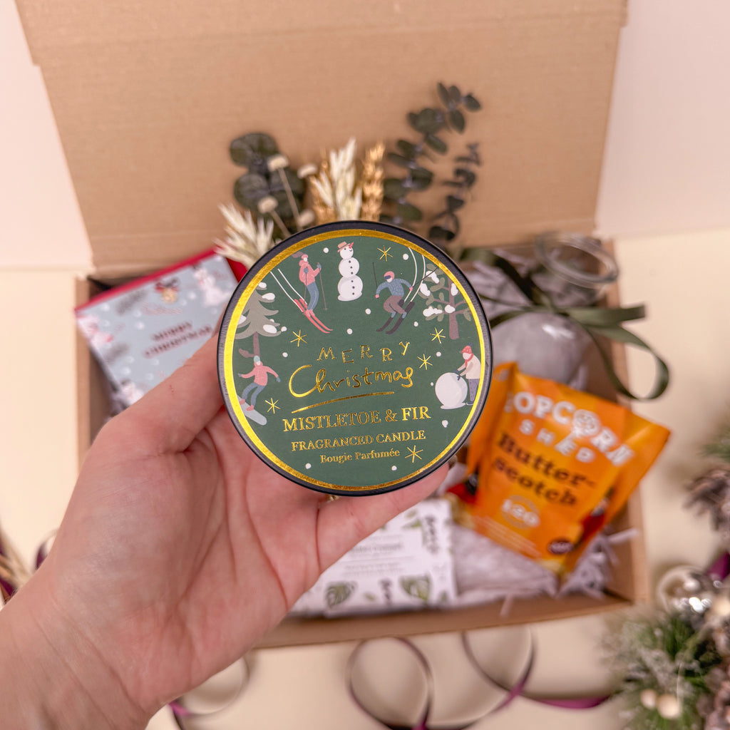 mistletoe and fir candle