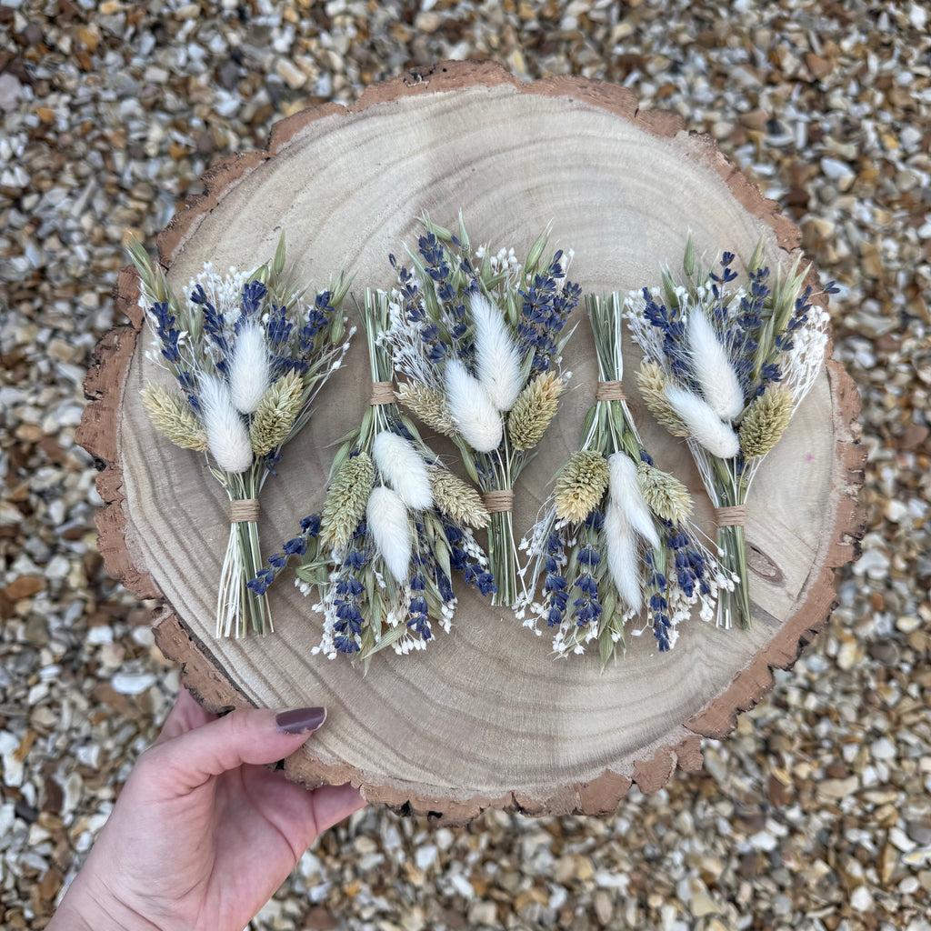 lavender and oat natural dried flower buttonhole