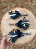 navy dried flower buttonhole