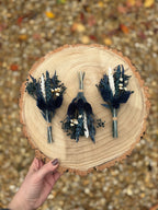 navy and white wedding buttonhole