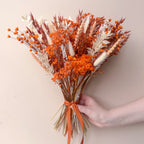 Burnt Orange and White Dried Flower Arrangement