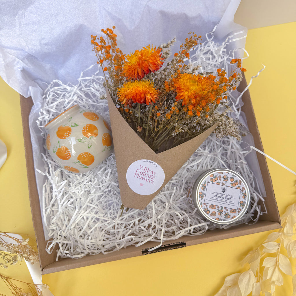 orange themed gift hamper for her