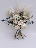 white pampas grass bouquet with eucalyptus
