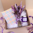 purple dried flower gift set with violet theme
