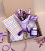 purple parma violet gift box with dried flowers