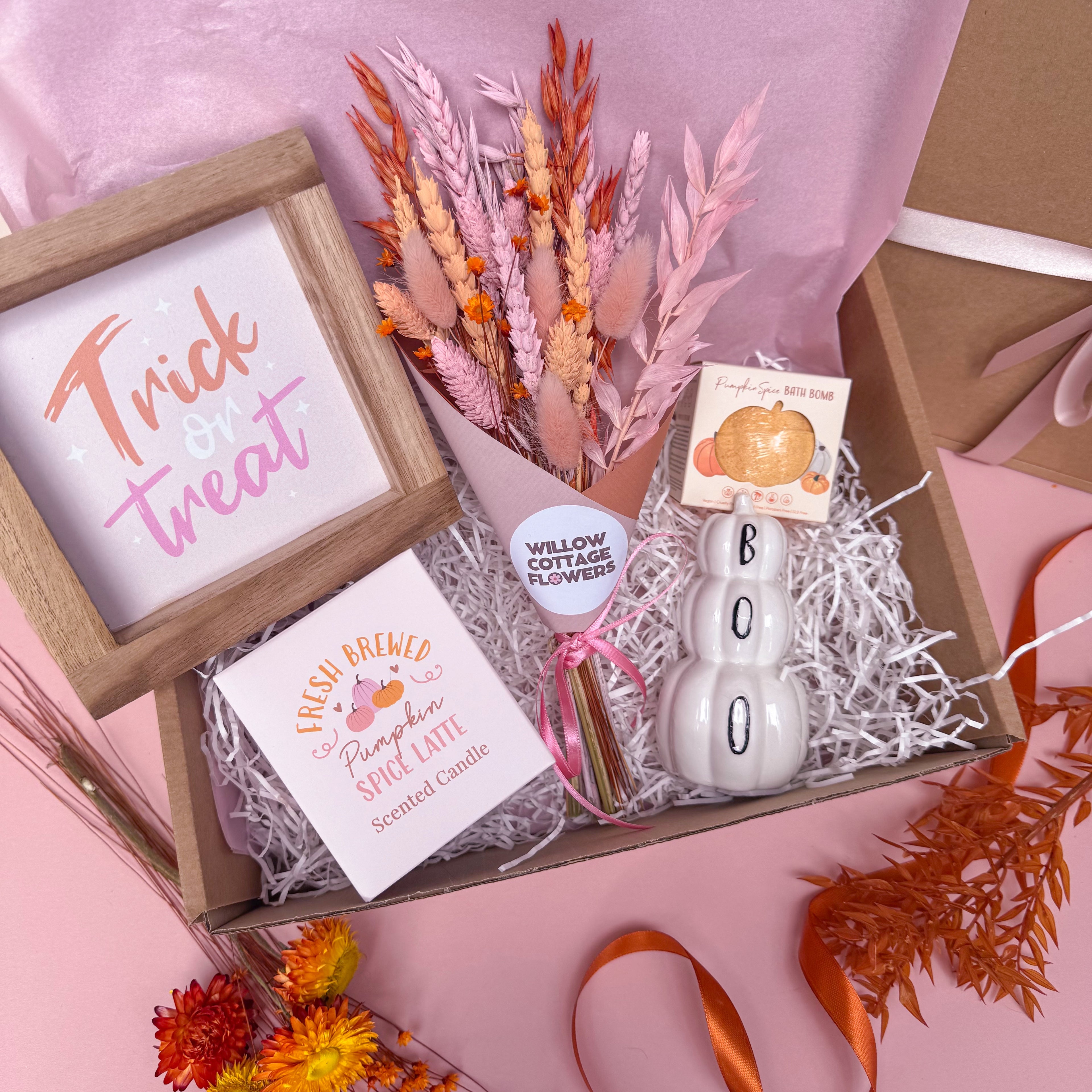 pumpkin spice latte gift set in pink