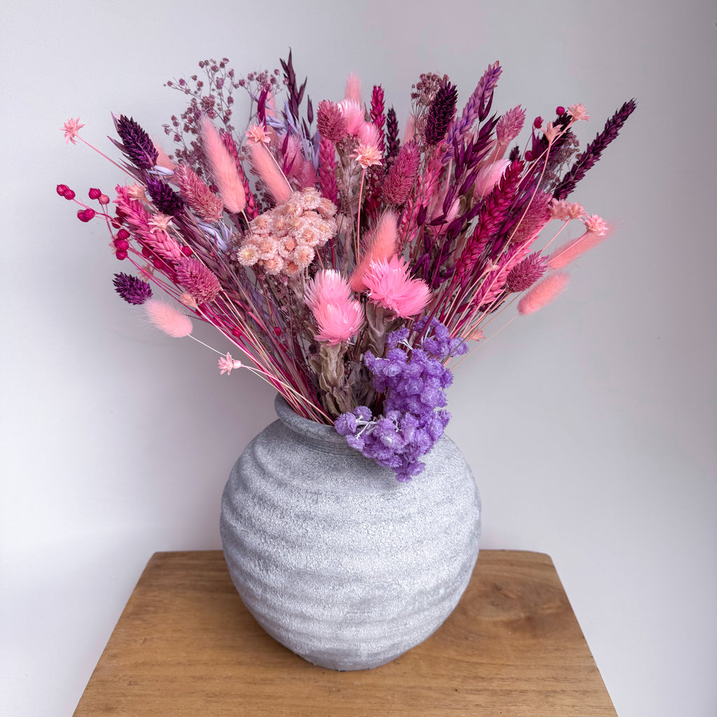 cerise and plum dried flowers