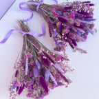plum and lilac dried floral bunch