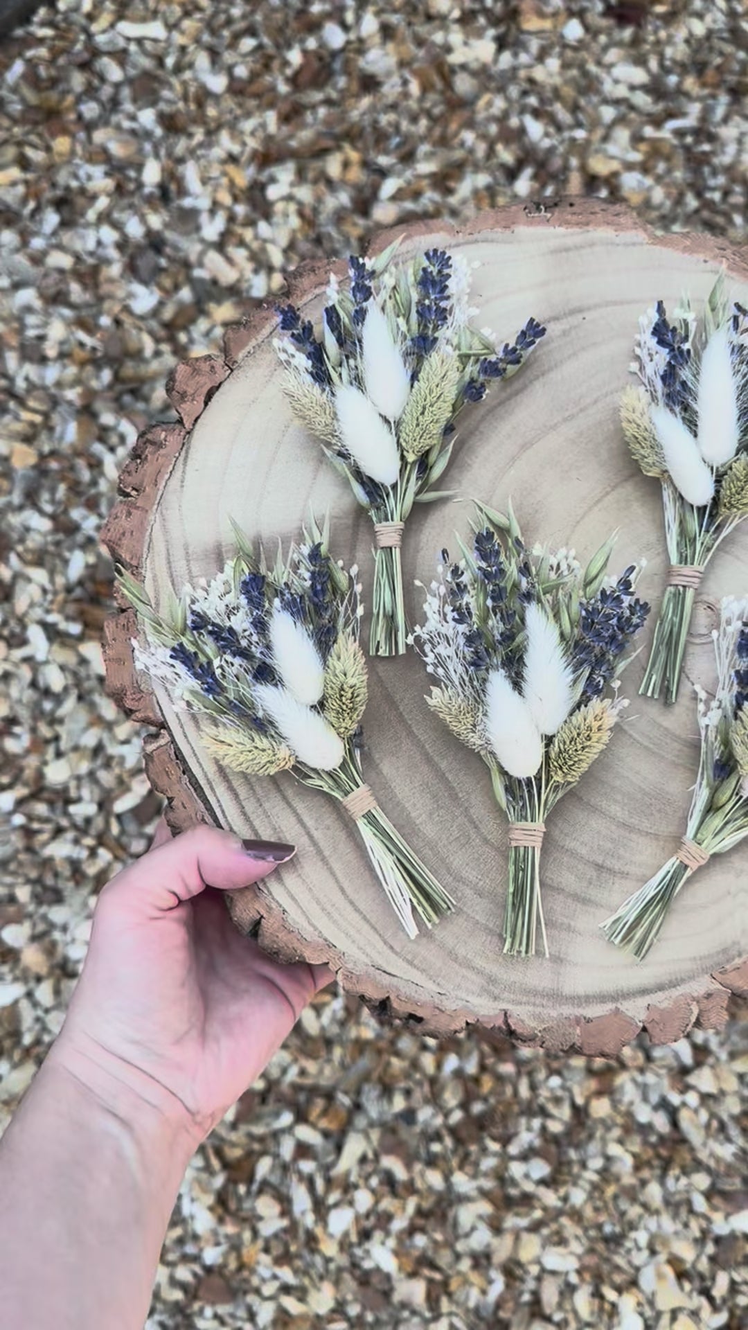 dried lavender and bunny tail wedding buttonhole
