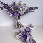 dark purple dried flower arrangement