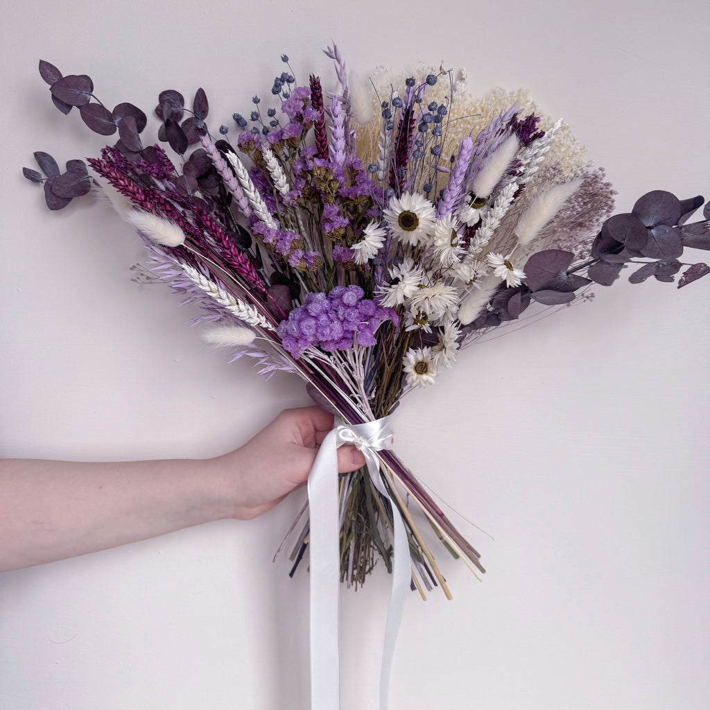purple dried flowers for wedding