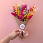 colourful rainbow dried flower bouquet