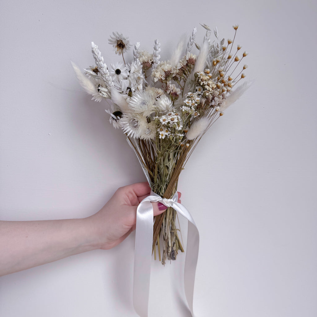 small bunch of boho white dried flowers