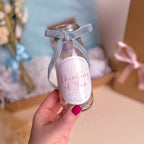 thinking of you glass vase with blue velvet ribbon