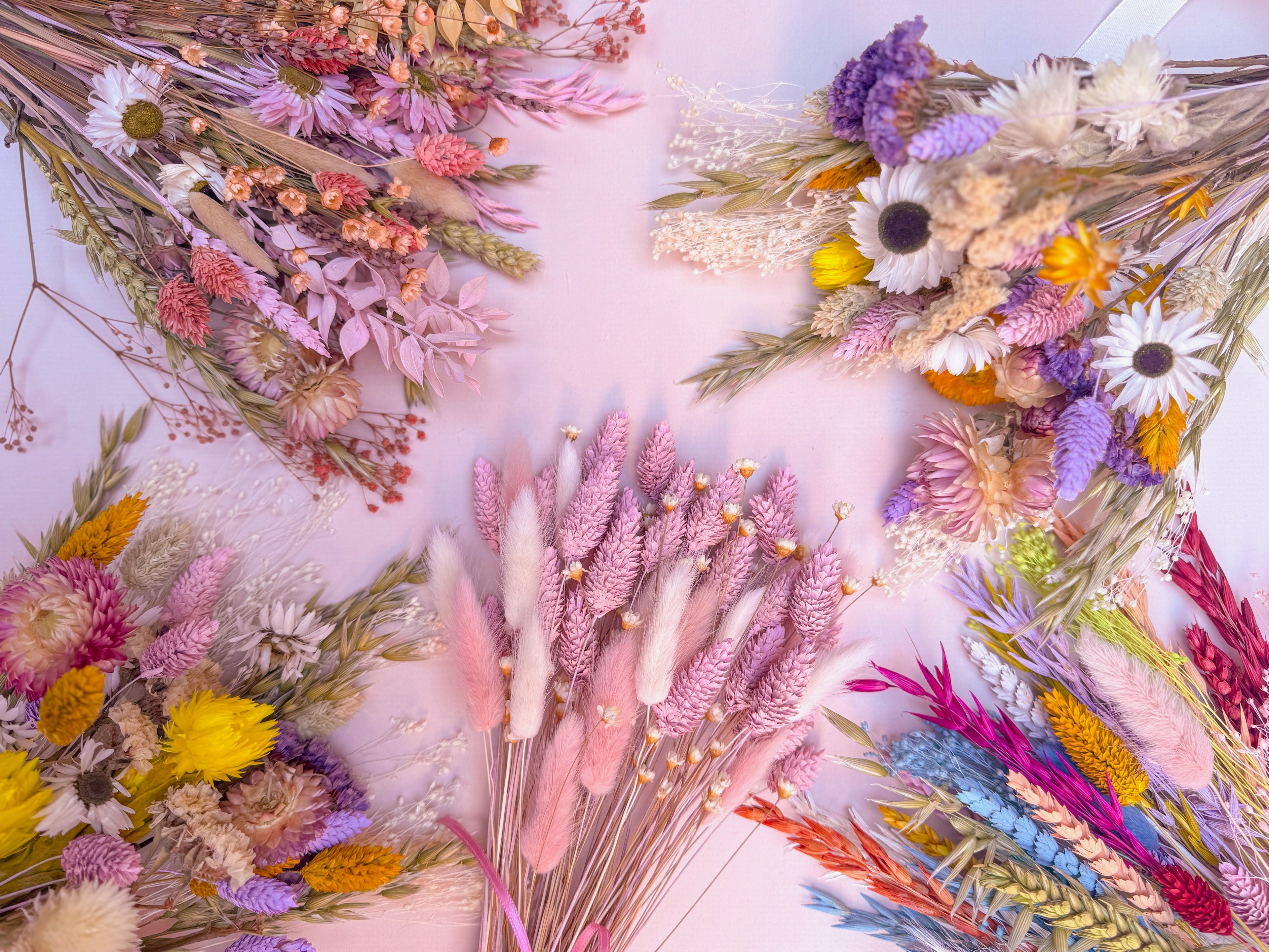 colourful wildflower dried flower arrangements