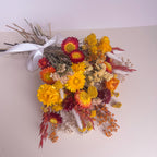 rustic helichrysum bunch in yellow and orange