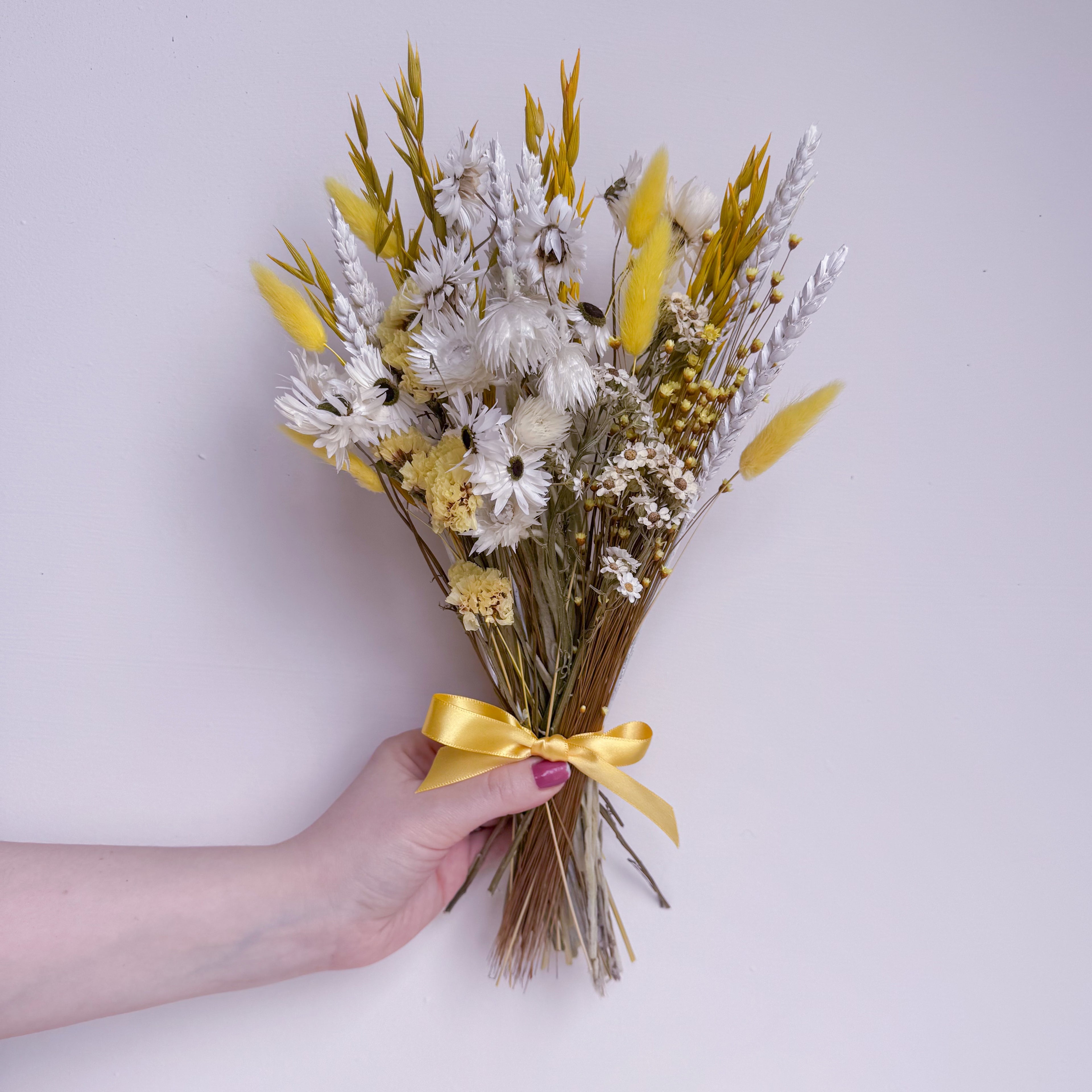 yellow dried flower bunch with wildflowers