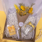 lemon themed gift box with lemon sugar wax melts